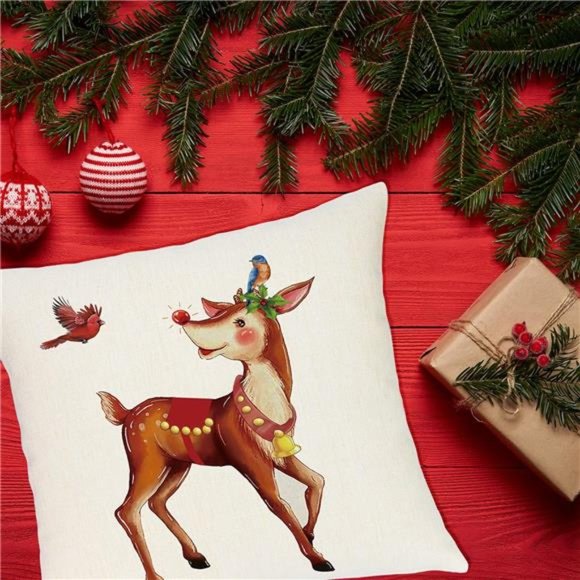 FLAPI Set of 4 Christmas Pillows Home Decoration 18x18 Inches - Picture 3 of 7